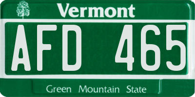 VT license plate AFD465