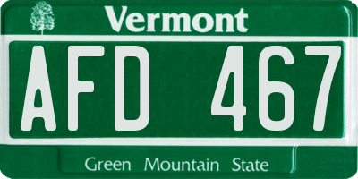 VT license plate AFD467