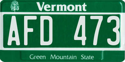 VT license plate AFD473