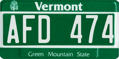 VT license plate AFD474