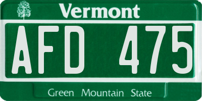 VT license plate AFD475