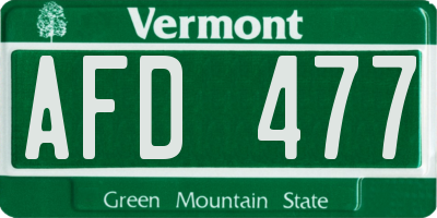 VT license plate AFD477