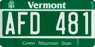 VT license plate AFD481