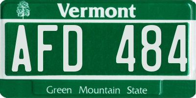 VT license plate AFD484