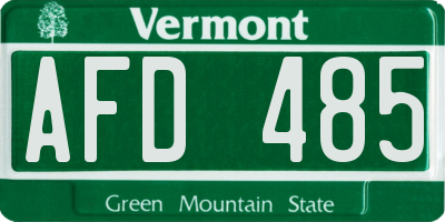 VT license plate AFD485