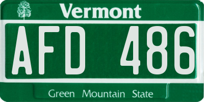 VT license plate AFD486