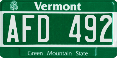 VT license plate AFD492