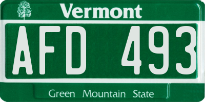 VT license plate AFD493