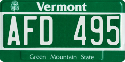VT license plate AFD495