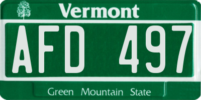 VT license plate AFD497