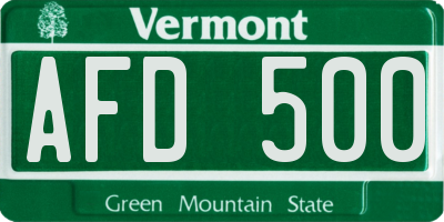 VT license plate AFD500
