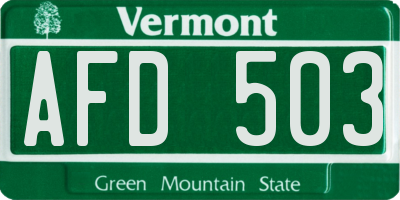 VT license plate AFD503