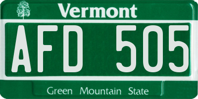 VT license plate AFD505