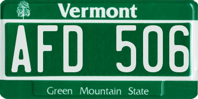 VT license plate AFD506