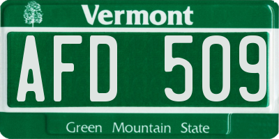 VT license plate AFD509