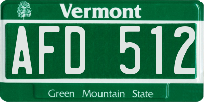 VT license plate AFD512