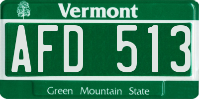 VT license plate AFD513