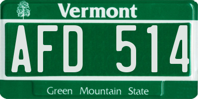 VT license plate AFD514