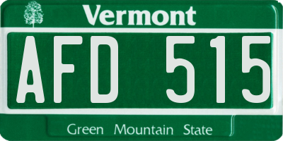 VT license plate AFD515