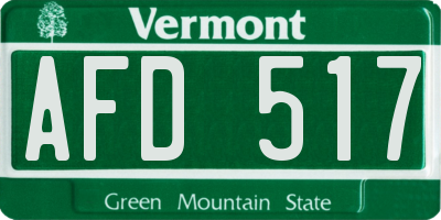 VT license plate AFD517