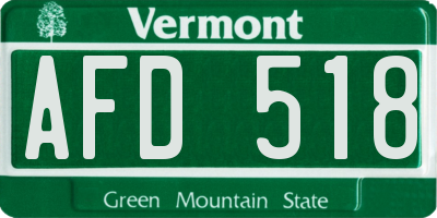 VT license plate AFD518
