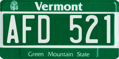 VT license plate AFD521