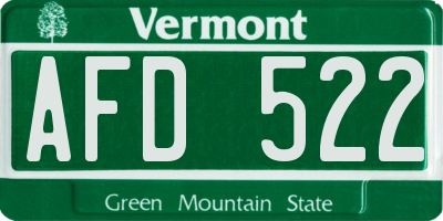 VT license plate AFD522