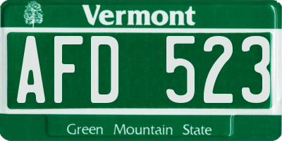 VT license plate AFD523