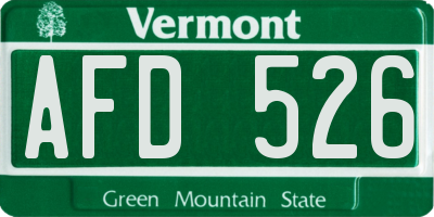 VT license plate AFD526
