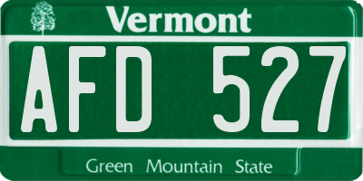 VT license plate AFD527
