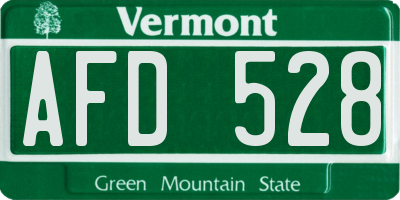 VT license plate AFD528