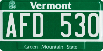 VT license plate AFD530