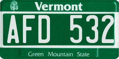 VT license plate AFD532