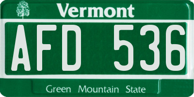 VT license plate AFD536