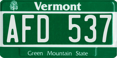VT license plate AFD537