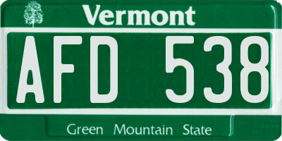 VT license plate AFD538