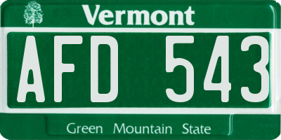VT license plate AFD543