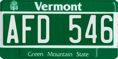VT license plate AFD546