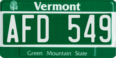 VT license plate AFD549