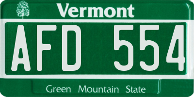 VT license plate AFD554