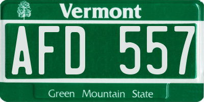 VT license plate AFD557