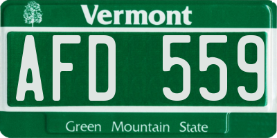 VT license plate AFD559