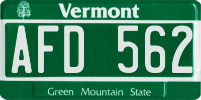 VT license plate AFD562