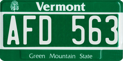 VT license plate AFD563