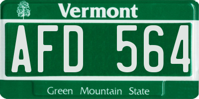 VT license plate AFD564