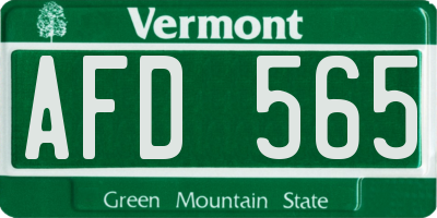 VT license plate AFD565