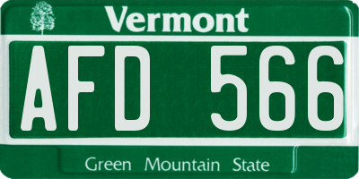 VT license plate AFD566