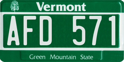 VT license plate AFD571