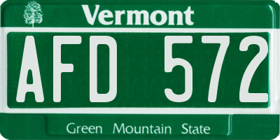 VT license plate AFD572