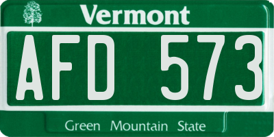 VT license plate AFD573